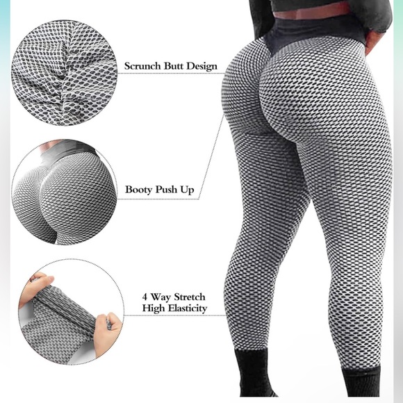 Workout Yoga Pants High Waisted Scrunch Booty Gym Tights ~ BRAND NEW! - Picture 2 of 4